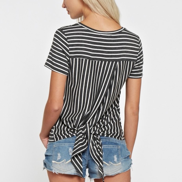 Tops - Striped Tie Back Top